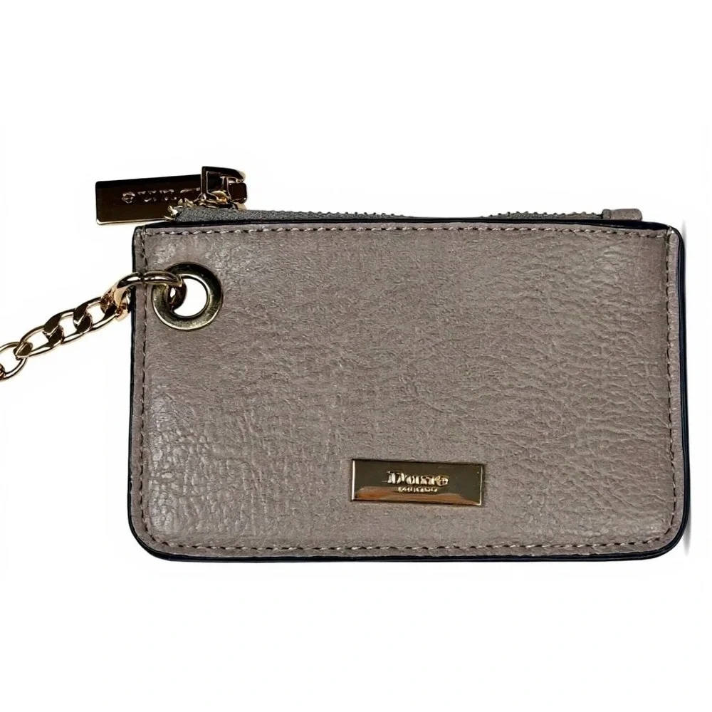 Dune London Taupe Grey Card Holder Coin Purse Gold Chain Key Ring Snakeskin Back